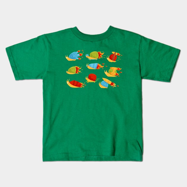 Snails Funny Turbo Collection Kids T-Shirt by Mako Design 